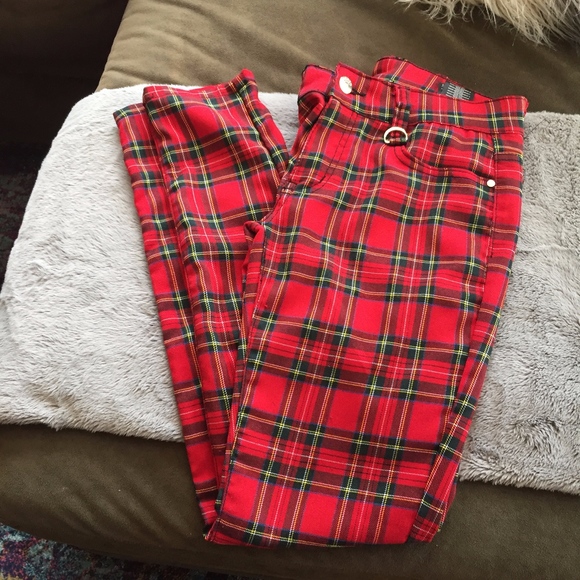 tartan plaid skinny pants